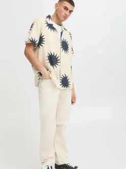 Solid Hemden<Herren Kurzarmhemd - SDPARGAV beige gemustert