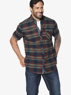 Jan Vanderstorm Hemden<Herren Kurzarmhemd - SNALLE blau kariert