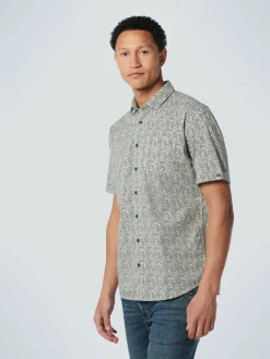 No Excess Hemden<Herren Kurzärmeliges Hemd aqua bedruckt