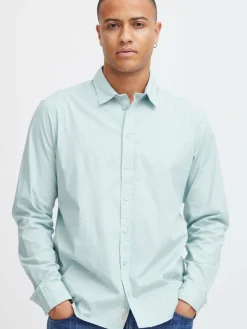 BLEND Hemden<Herren Langarmhemd blau uni