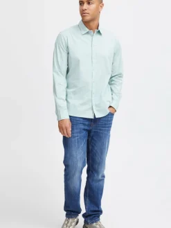 BLEND Hemden<Herren Langarmhemd blau uni