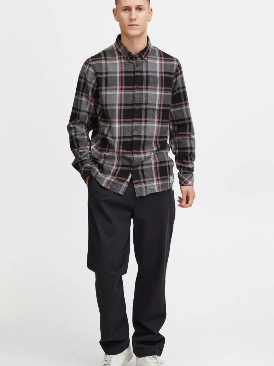 Herren Solid Hemden>Herren Langarmhemd