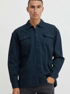 BLEND Hemden<Herren Langarmhemd blau uni