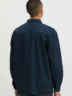 BLEND Hemden<Herren Langarmhemd blau uni