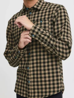 BLEND Hemden<Herren Langarmhemd camel kariert