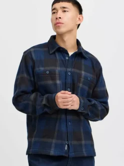 BLEND Hemden<Herren Langarmhemd blau kariert