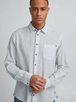 BLEND Hemden<Herren Langarmhemd weiß gestreift