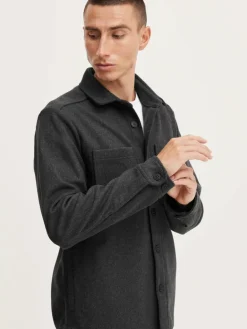 Solid Hemden<Herren Langarmhemd grau uni