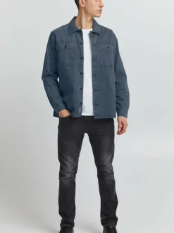 BLEND Hemden<Herren Langarmhemd blau uni