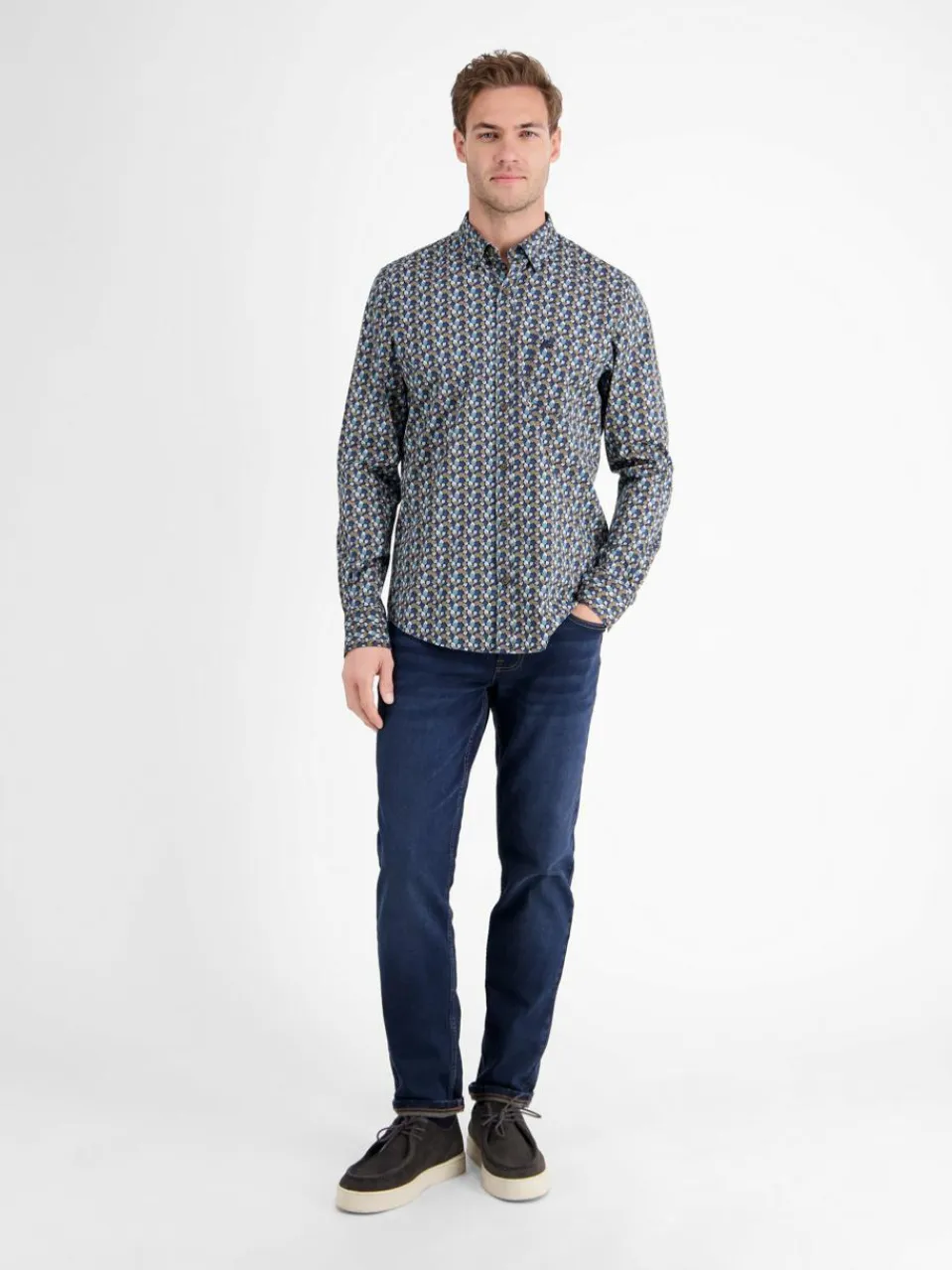 LERROS Hemden<Herren Langarmhemd kastanie gemustert