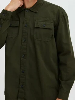 BLEND Hemden<Herren Langarmhemd grün uni