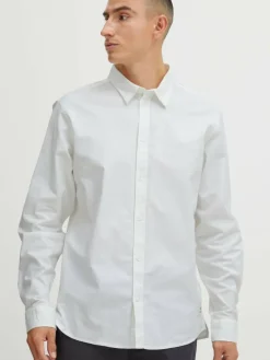 Solid Hemden<Herren Langarmhemd weiß uni