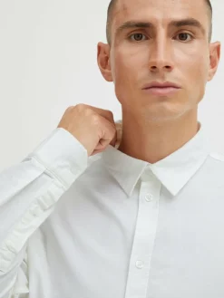 Solid Hemden<Herren Langarmhemd weiß uni