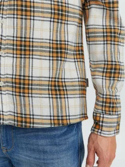 BLEND Hemden<Herren Langarmhemd gold kariert