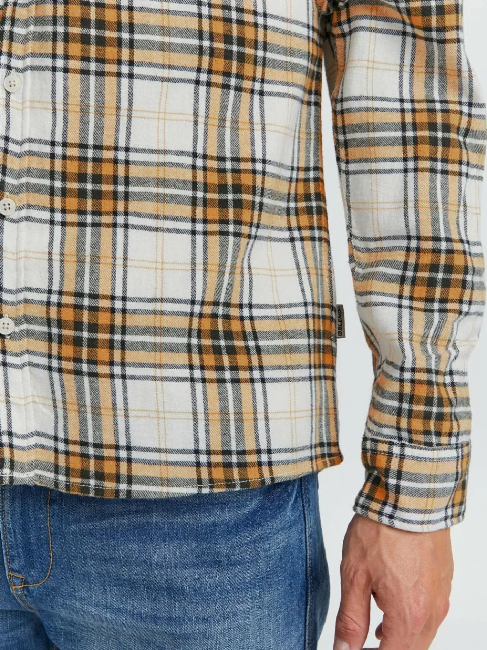 BLEND Hemden<Herren Langarmhemd gold kariert