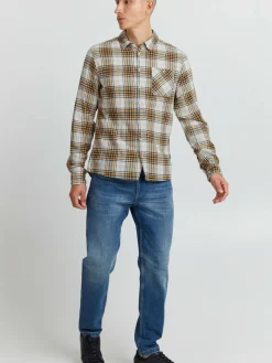 BLEND Hemden<Herren Langarmhemd gold kariert