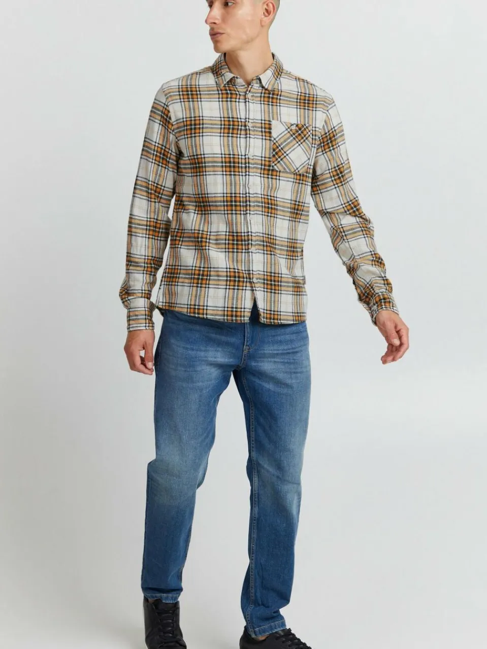 BLEND Hemden<Herren Langarmhemd gold kariert