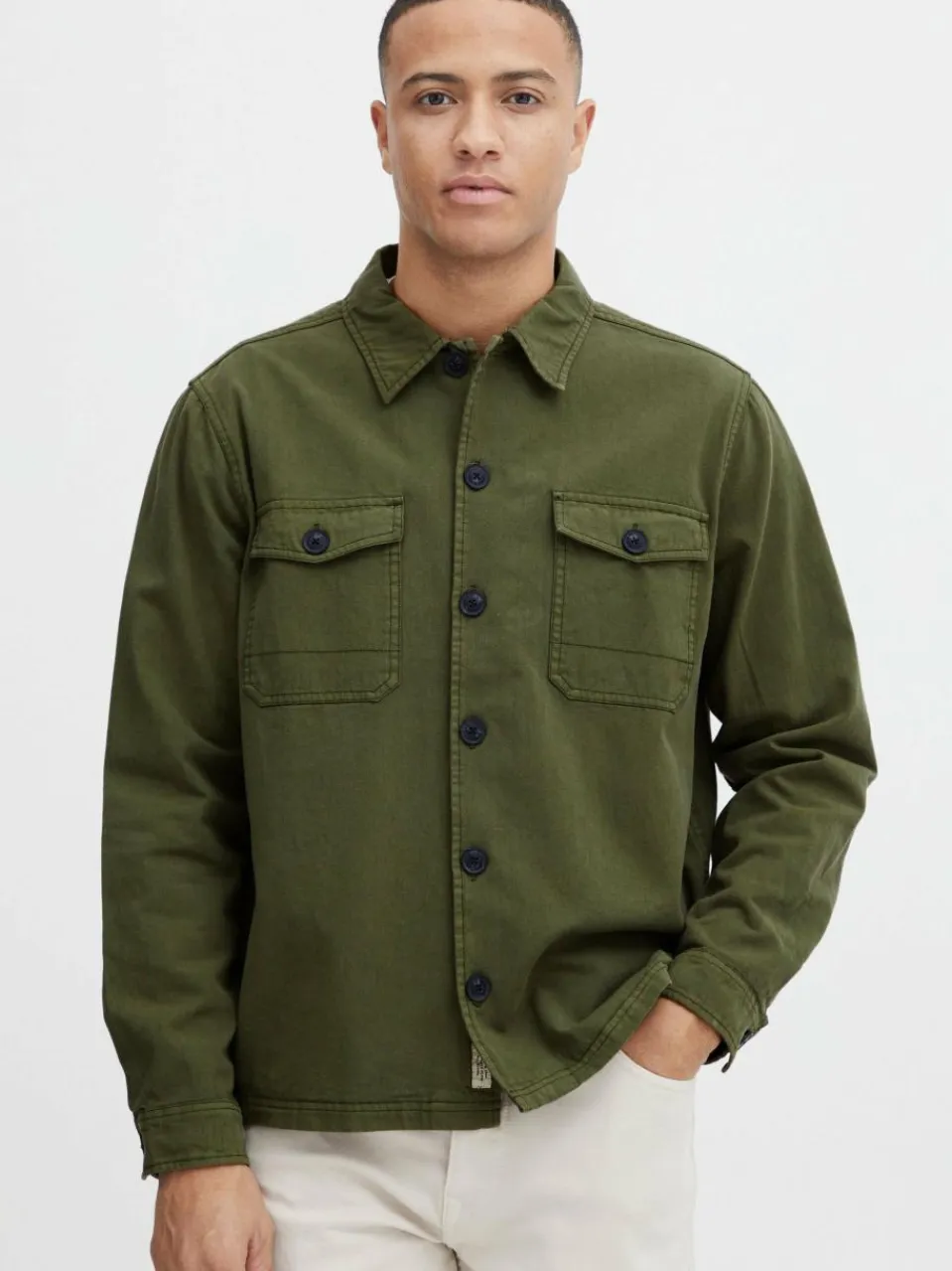 BLEND Hemden<Herren Langarmhemd grün uni