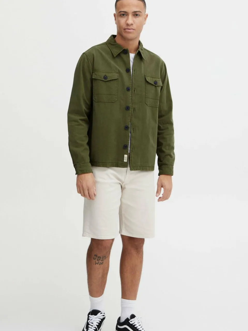 BLEND Hemden<Herren Langarmhemd grün uni