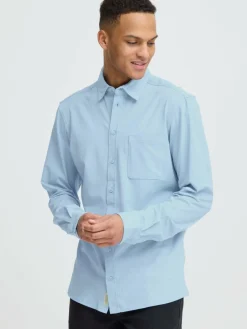 BLEND Hemden<Herren Langarmhemd - BHALO blau uni