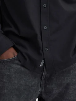 BLEND Hemden<Herren Langarmhemd - BHALO schwarz uni