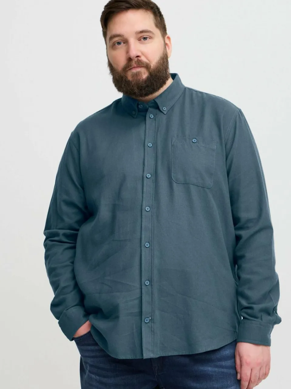 BLEND Hemden<Herren Langarmhemd - BHBShirt blue stone uni