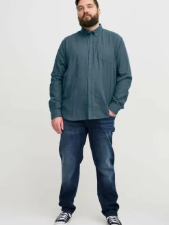 BLEND Hemden<Herren Langarmhemd - BHBShirt blue stone uni