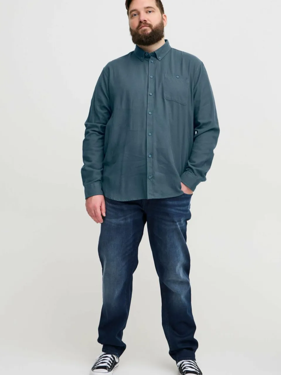 BLEND Hemden<Herren Langarmhemd - BHBShirt blue stone uni