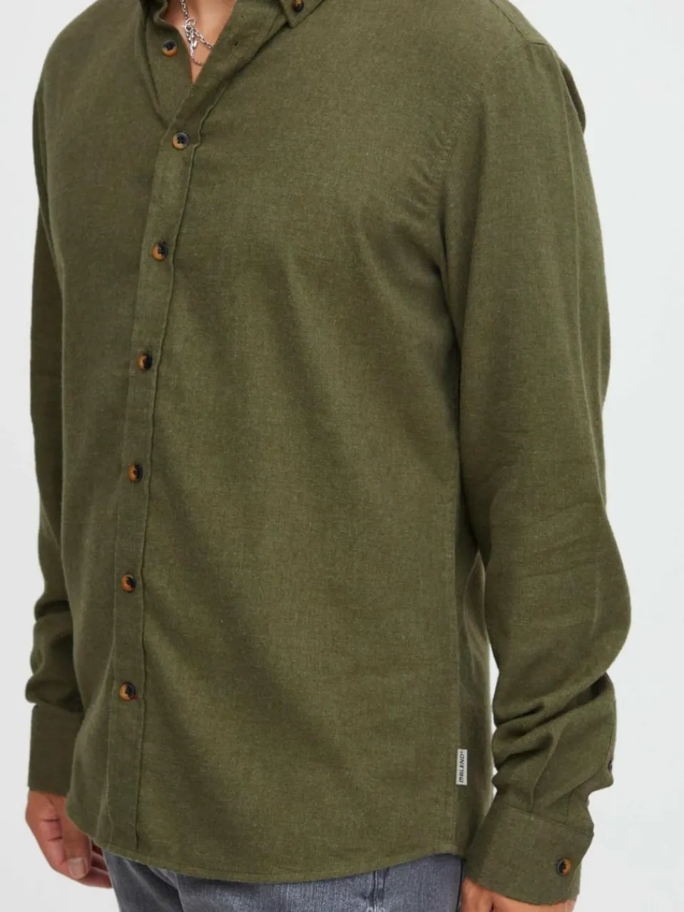 BLEND Hemden<Herren Langarmhemd - BHBurley grün uni