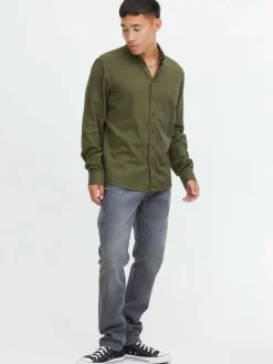 BLEND Hemden<Herren Langarmhemd - BHBurley grün uni