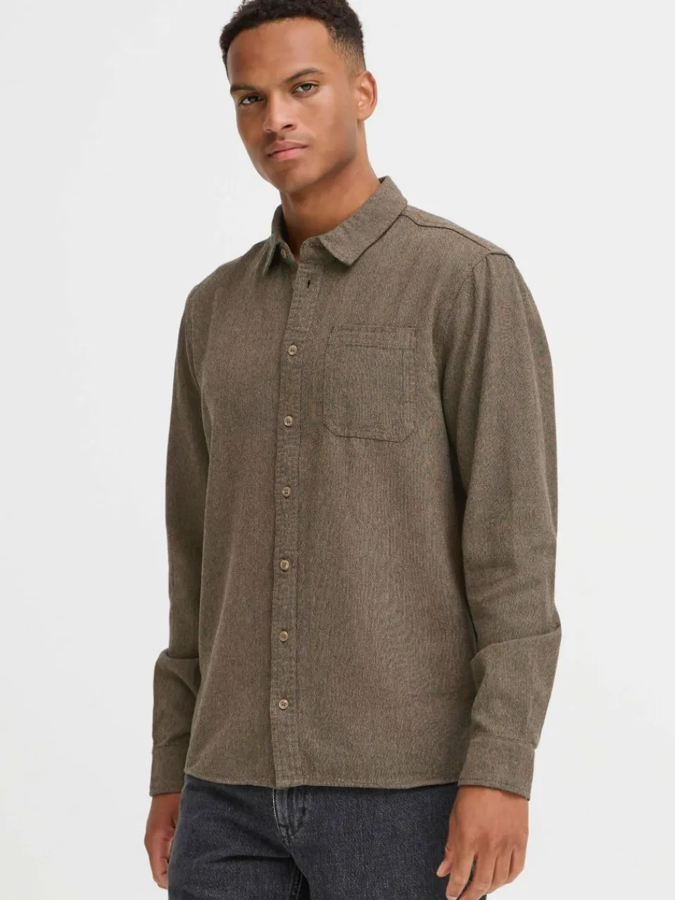 BLEND Hemden<Herren Langarmhemd - BHDEREK beige meliert