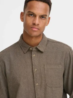 BLEND Hemden<Herren Langarmhemd - BHDEREK beige meliert