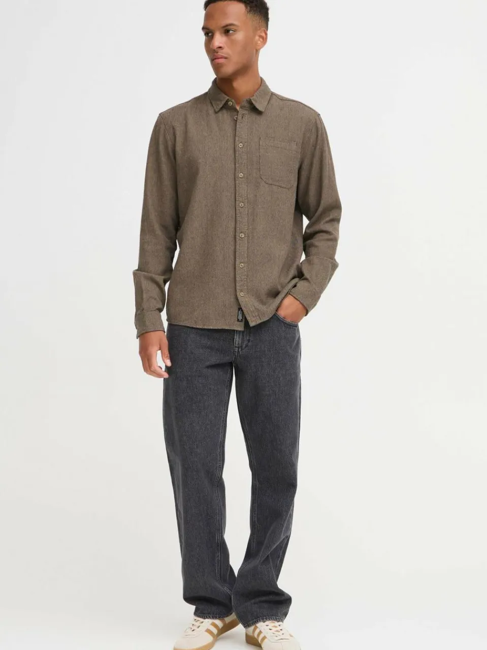 BLEND Hemden<Herren Langarmhemd - BHDEREK beige meliert