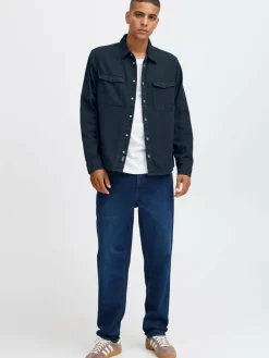 BLEND Hemden<Herren Langarmhemd - BHOvershirt blau gemustert