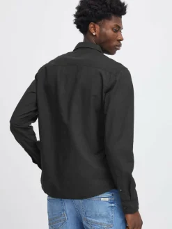 BLEND Hemden<Herren Langarmhemd - BHSHIRT schwarz uni