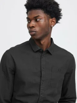 BLEND Hemden<Herren Langarmhemd - BHSHIRT schwarz uni