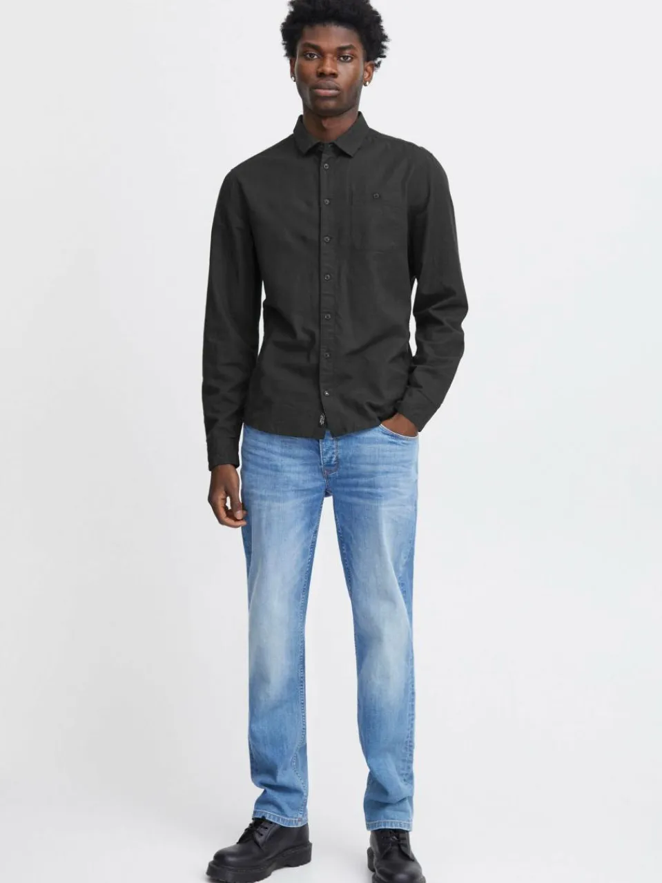 BLEND Hemden<Herren Langarmhemd - BHSHIRT schwarz uni