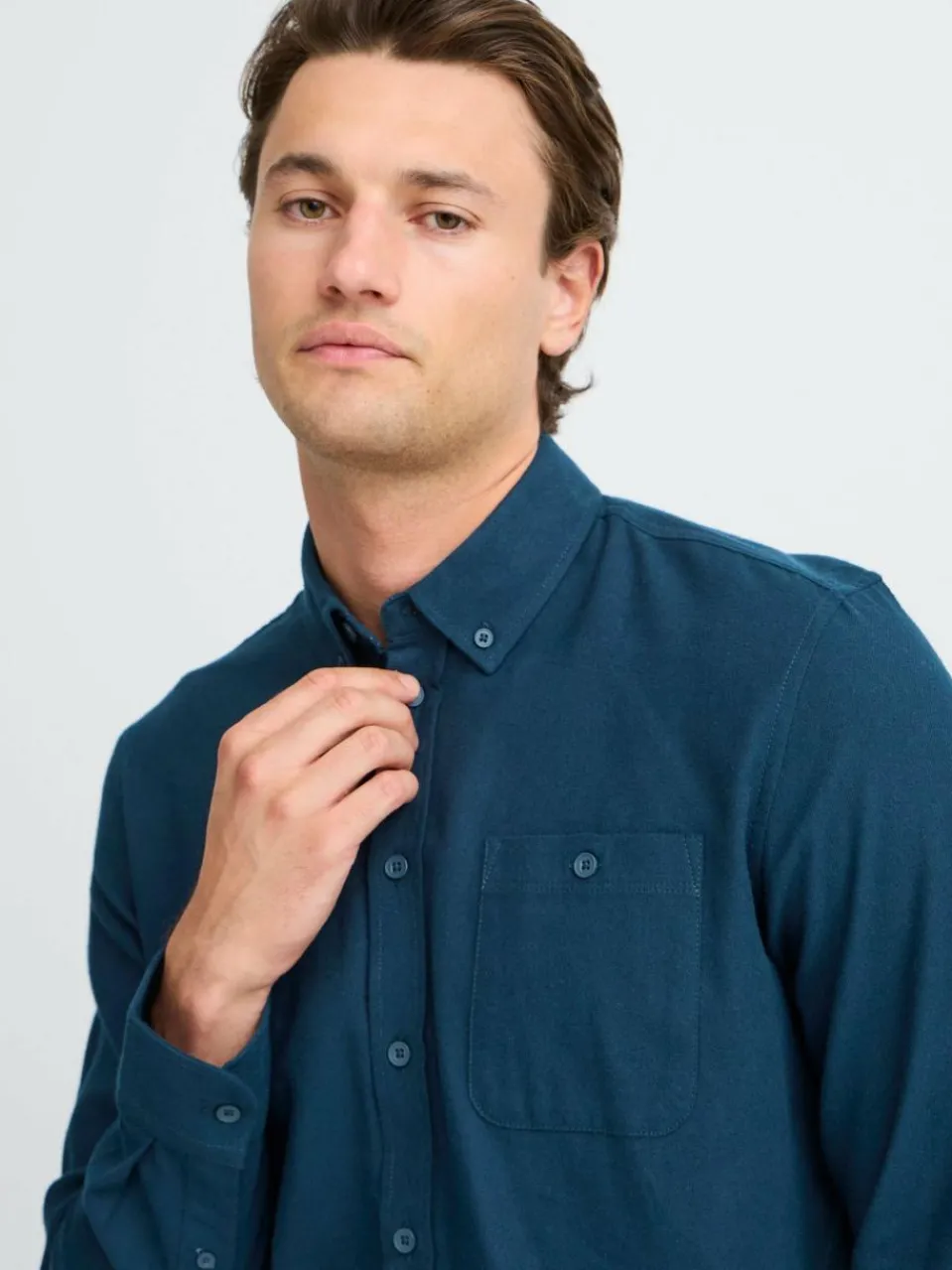 BLEND Hemden<Herren Langarmhemd - BHShirt blau uni