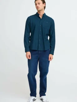 BLEND Hemden<Herren Langarmhemd - BHShirt blau uni