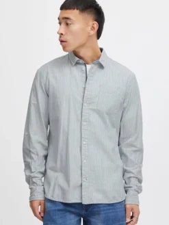 BLEND Hemden<Herren Langarmhemd - BHSHIRT grau gestreift
