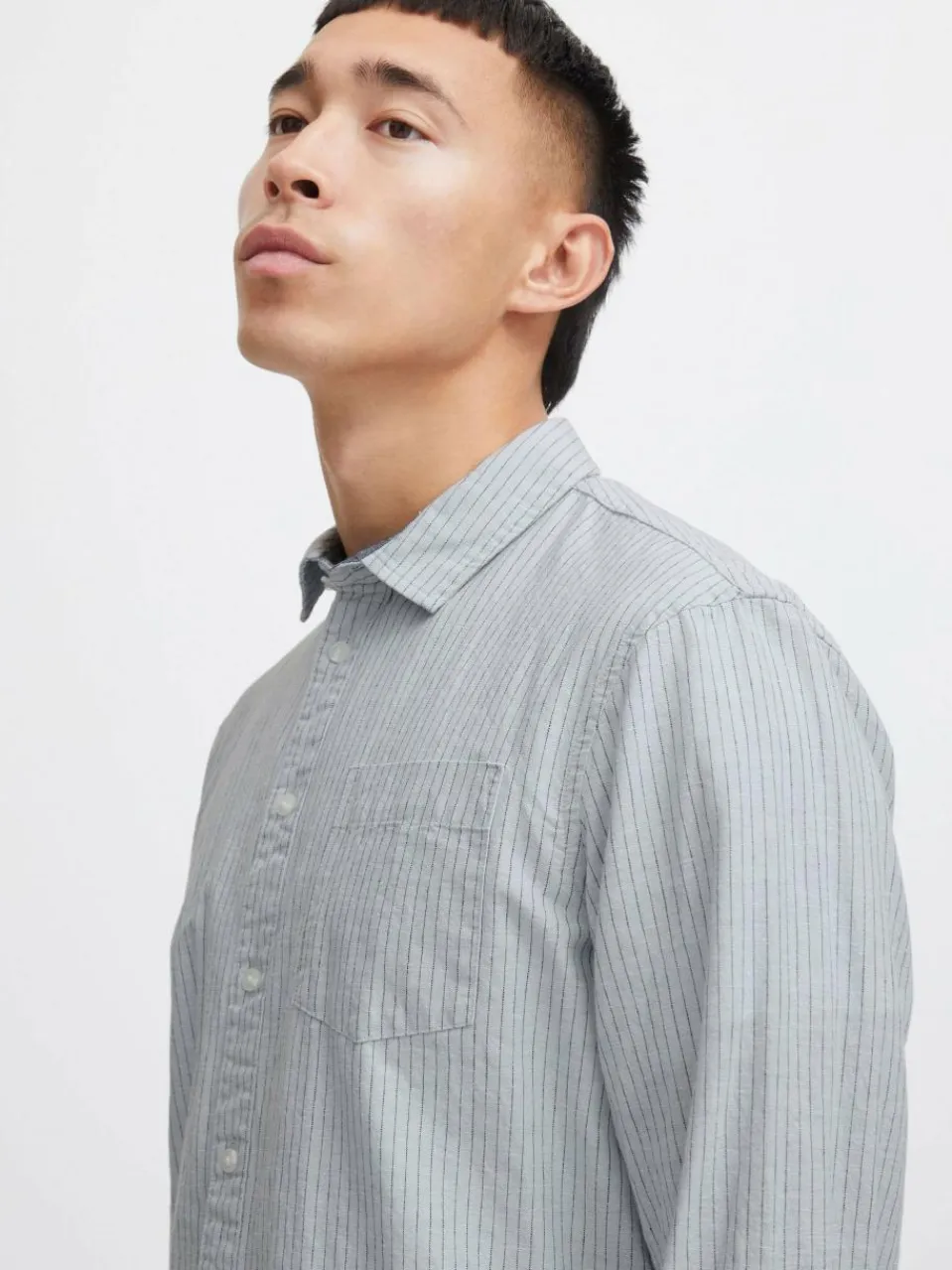 BLEND Hemden<Herren Langarmhemd - BHSHIRT grau gestreift