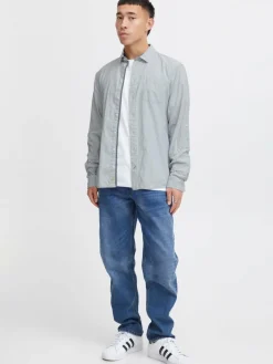 BLEND Hemden<Herren Langarmhemd - BHSHIRT grau gestreift