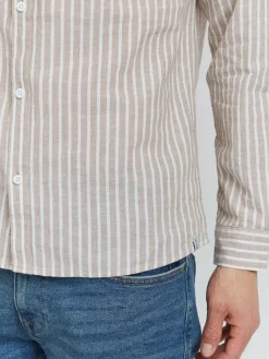 Indicode Hemden<Herren Langarmhemd - IDHanko beige gestreift