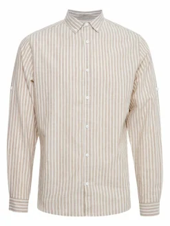 Indicode Hemden<Herren Langarmhemd - IDHanko beige gestreift