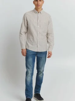 Indicode Hemden<Herren Langarmhemd - IDHanko beige gestreift