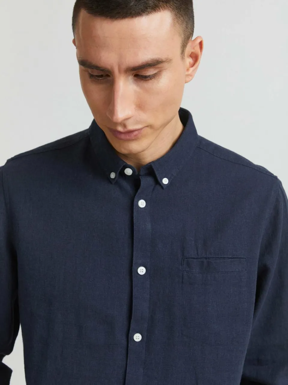 Herren Solid Hemden>Herren Langarmhemd - SDAllan