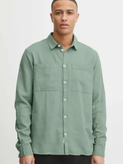 Solid Hemden<Herren Langarmhemd - SDFennec grün uni