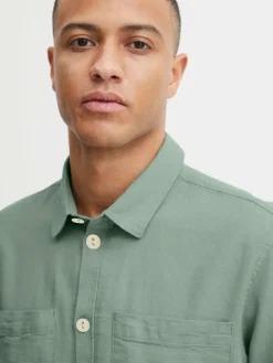 Solid Hemden<Herren Langarmhemd - SDFennec grün uni