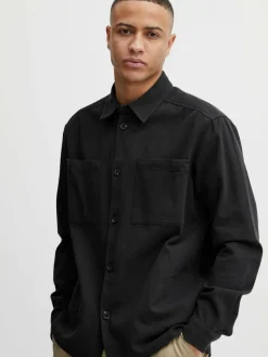 Solid Hemden<Herren Langarmhemd - SDFidel schwarz uni