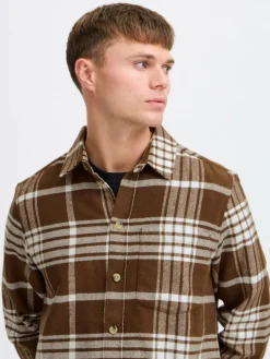 Solid Hemden<Herren Langarmhemd - SDNAB braun kariert